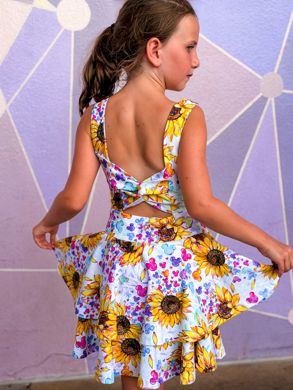 Twist back double tiered dress