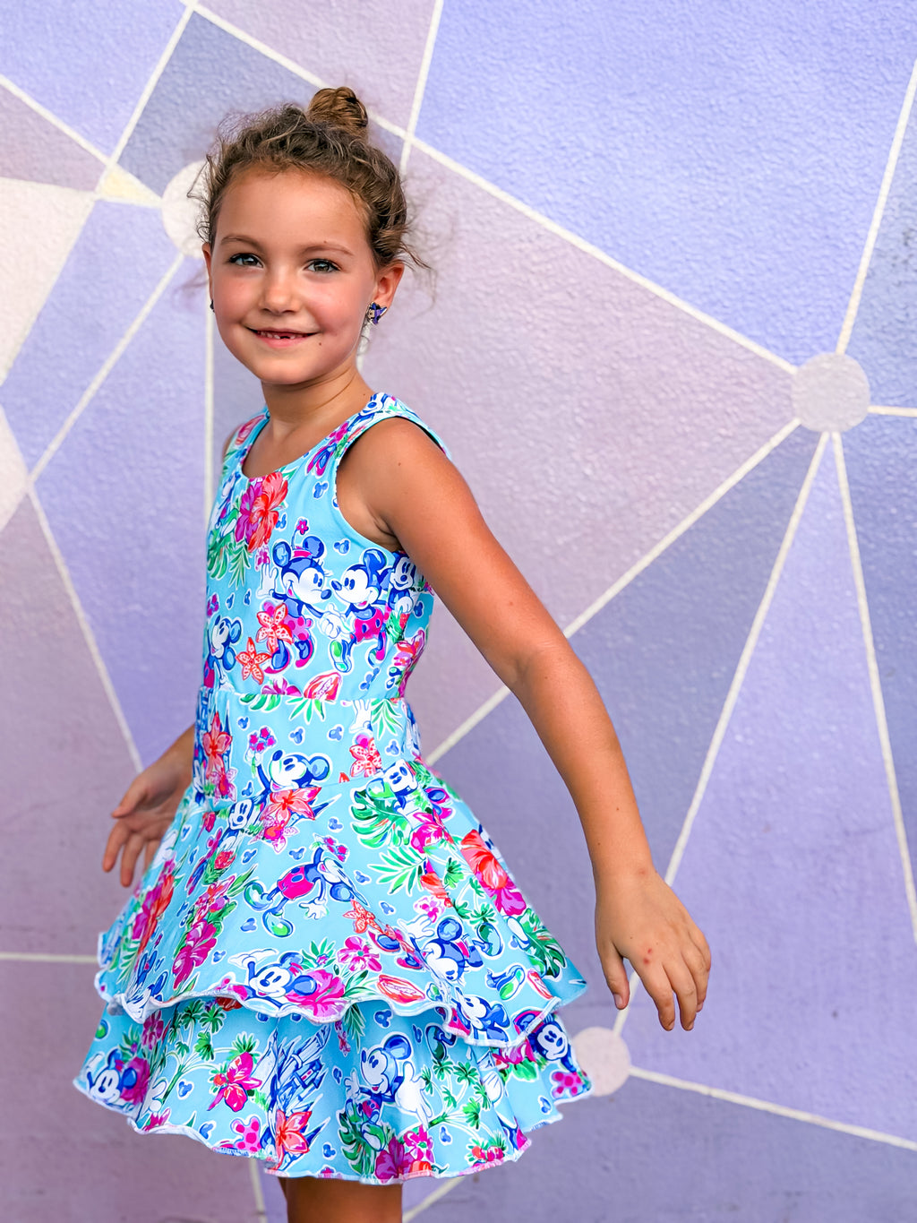 Twist back double tiered dress